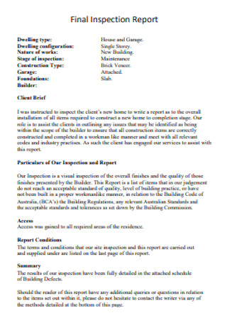 Handover Final Inspection Report