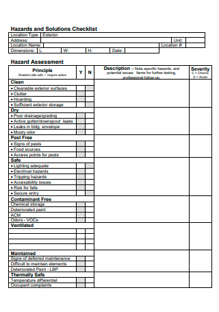 Hazard Assessment and Solutions Checklist