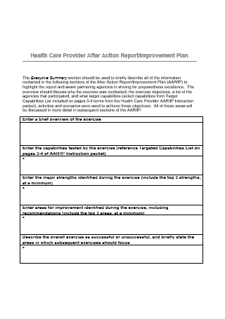 Health Care Provider Action Improvement Plan