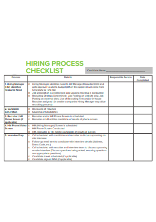 Hiring Process Checklist