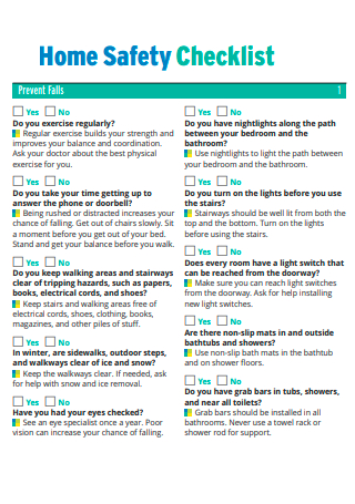 Home Safety Checklist Template