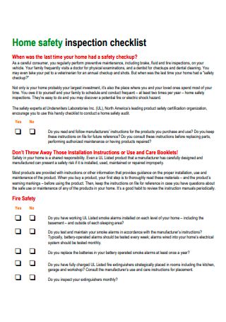 Home Safety Inspection Checklist