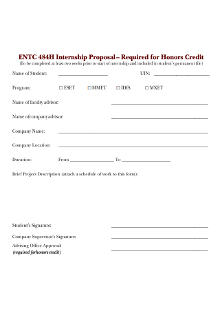 Honors Credit Internship Proposal