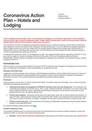 Hotel and Lodging Action Plan