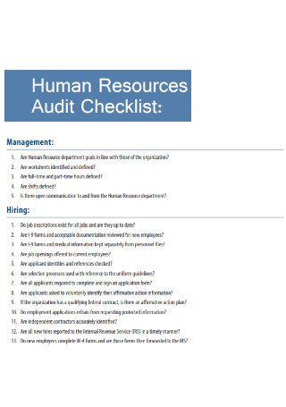Hr Audit Checklist in PDF