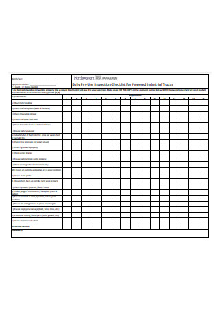 Industrial Truck Daily Inspection Checklist