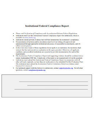 Institutional Federal Compliance Report