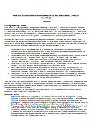 Internship Course Designation Approval Proposal