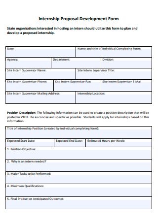 Internship Proposal Development Form