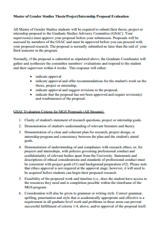 Internship Proposal Evaluation