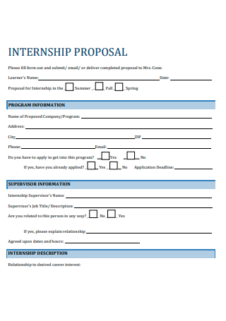 Internship Proposal Example