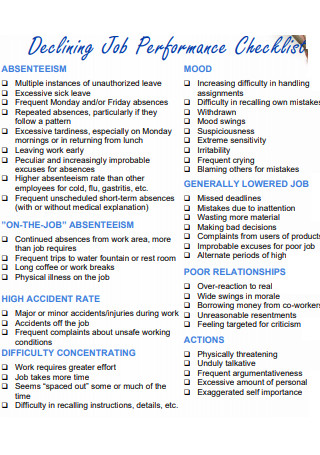 Job Performance Checklist 