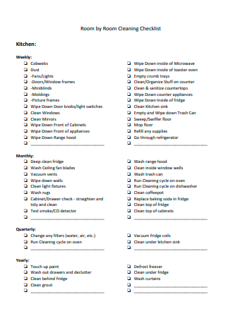 Kitchen Room by Room Cleaning Checklist