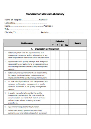 Laboratory Audit Checklist 