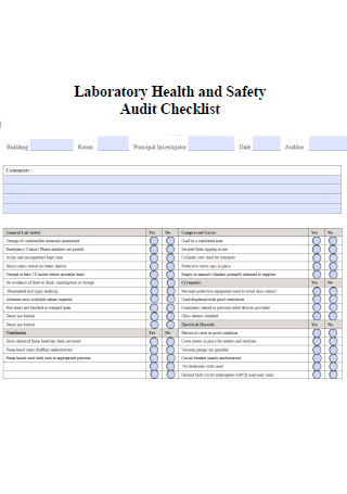 Laboratory Health and Safety Audit Checklist Template