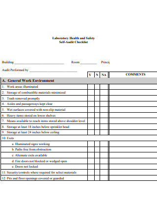 Laboratory Health and Safety Self Audit Checklist