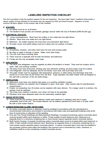 Landlord Inspection Checklist in PDF