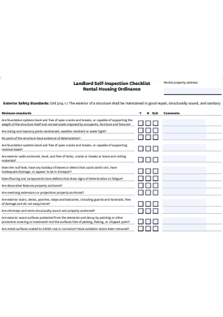 Landlord Self Inspection Checklist