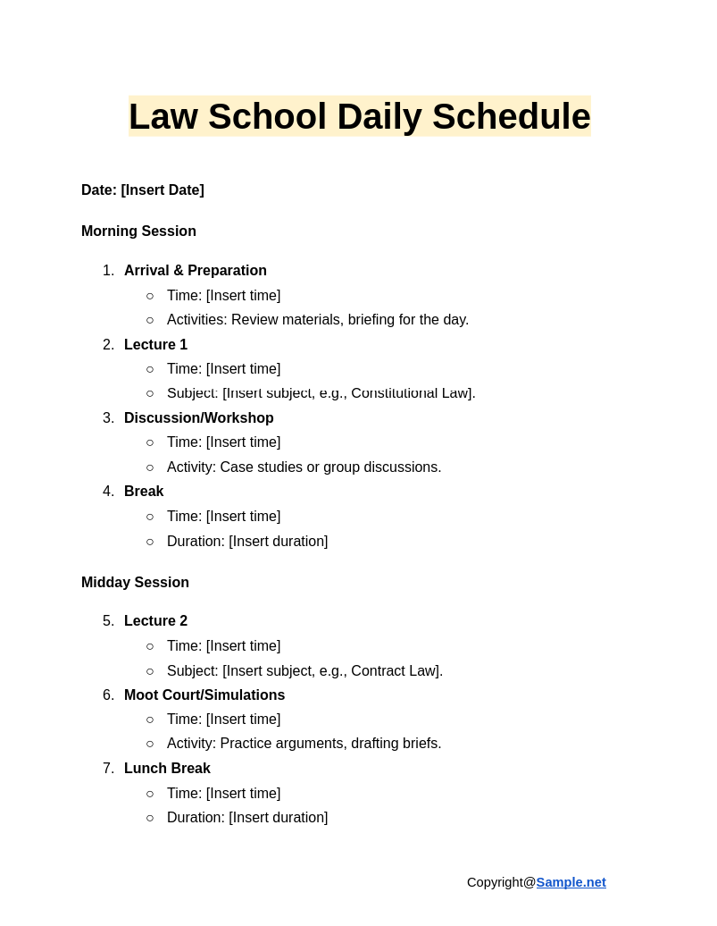 Law School Daily Schedule Google Docs 12 31 2024 03 54 PM