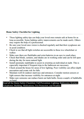 Lightening Home Safety Checklist
