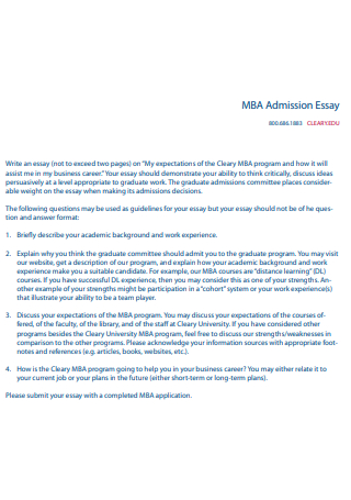 MBA Admission Essay