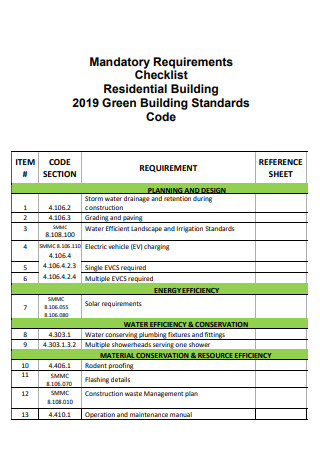 Mandatory Requirement Checklist