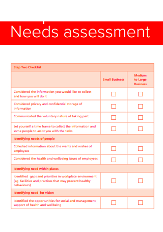 Needs Assessment Checklist Format