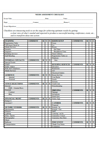 Needs Assessment Checklist in PDF