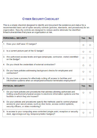 Network Cyber Security Checklist