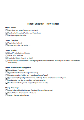New Rental Tenant Checklist