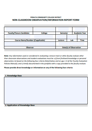 Non Classroom Observation Report Form