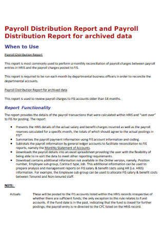 Payroll Distribution Report