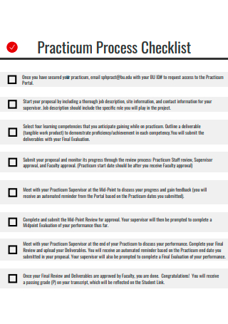 Practicum Process Checklist