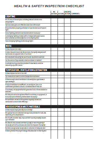Printable Health and Safety Inspection Checklist