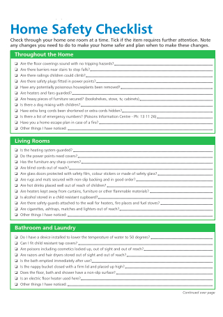 Printable Home Safety Checklist
