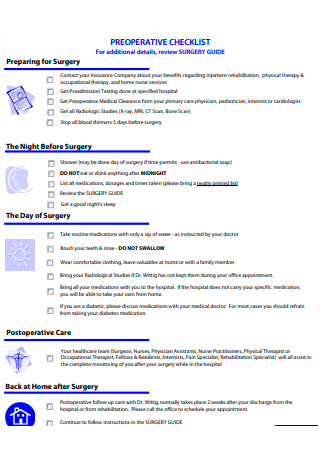 Printable Preoperative Checklist