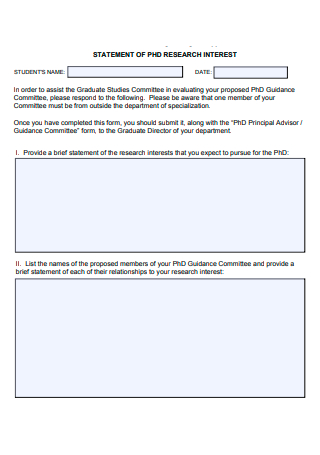Printable Research Interest Statement