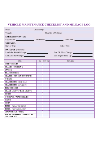Routine Vehicle Maintenance Checklist