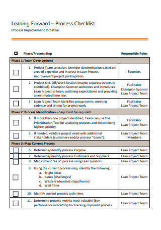 Process Checklist Example