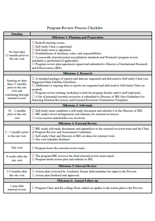 Program Review Process Checklist