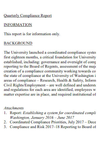 Quarterly Compliance Report