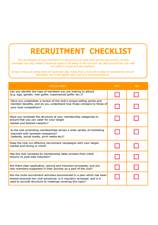 Recruitment Checklist Format