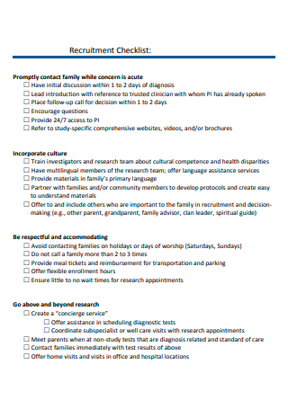 Recruitment Checklist in PDF