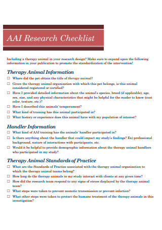 Research Checklist Example