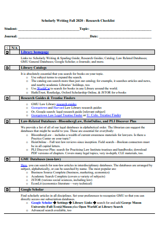 Research Checklist in PDF