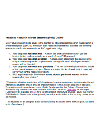 Research Interest Statement Outline