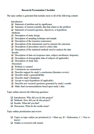 Research Presentation Checklist
