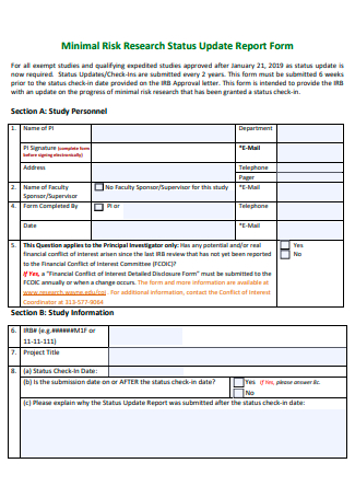 Research Status Report Form