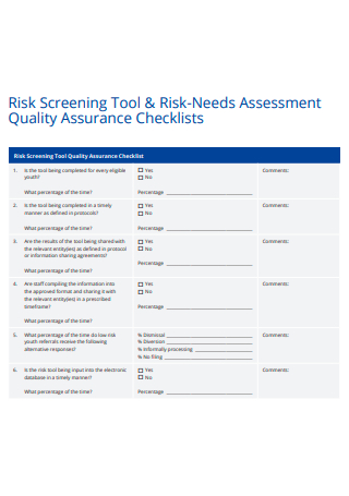 Risk Needs Assessment Quality Assurance Checklist