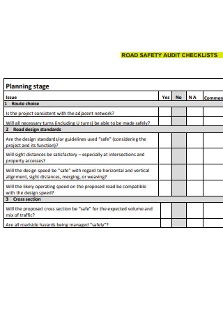 Road Safety Audit Checklist